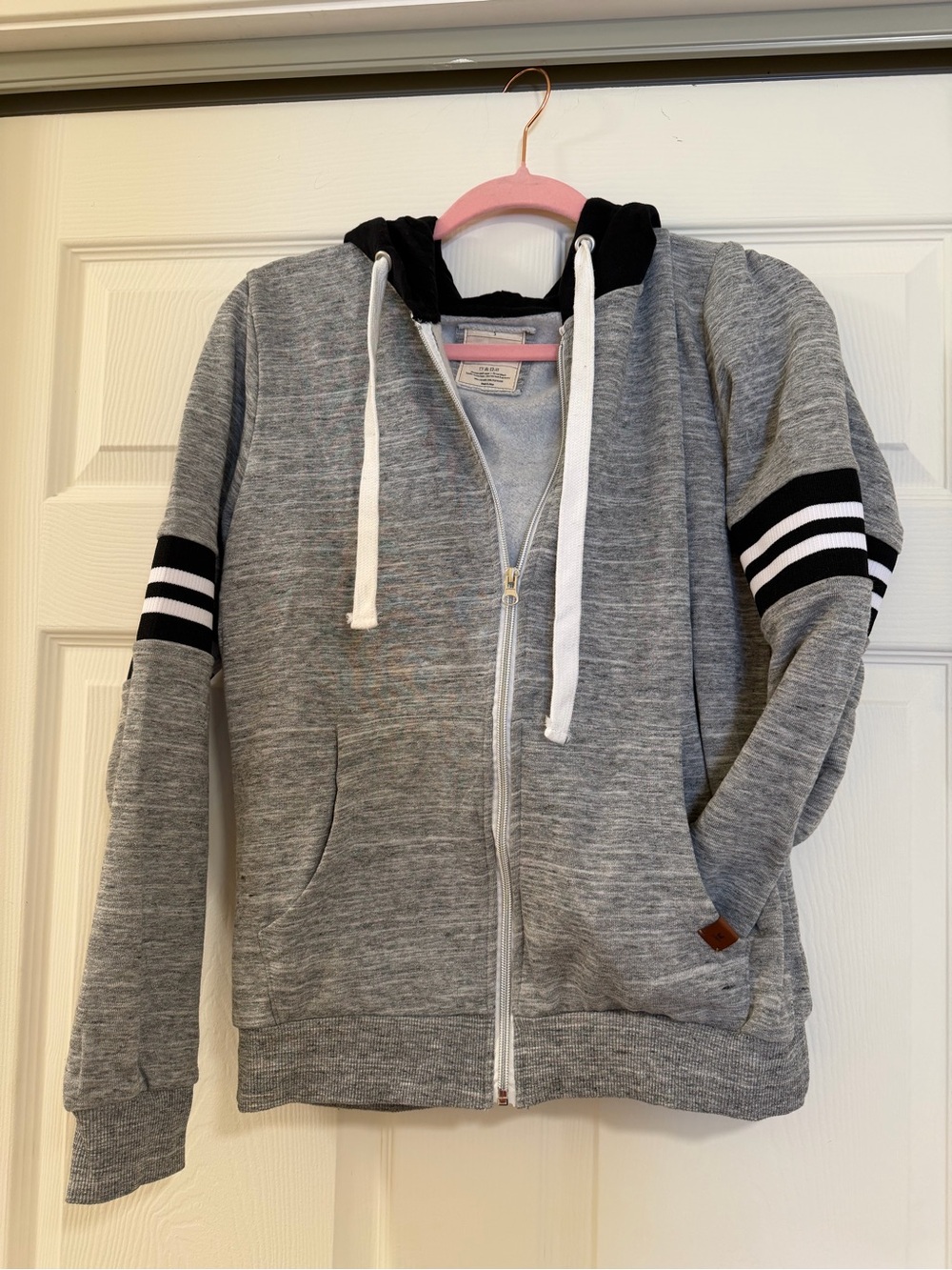 Grey and black fleece zip up hoodie